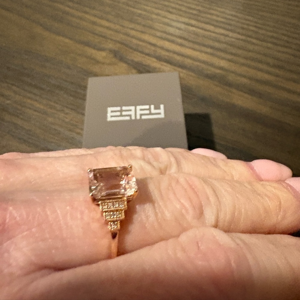 Effy 14K Rose Gold Morganite & Diamond Ring - Picture 9 of 9